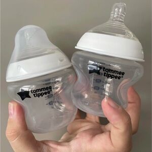 Tommee Tippee Clear Baby Bottles with White Caps